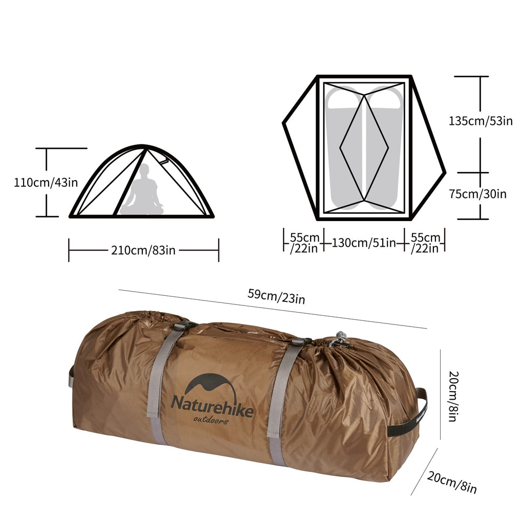 Naturehike Canyon 2 Person Pop Up Tent Portable Outdoor Camping Tent (Dark Brown, view 6