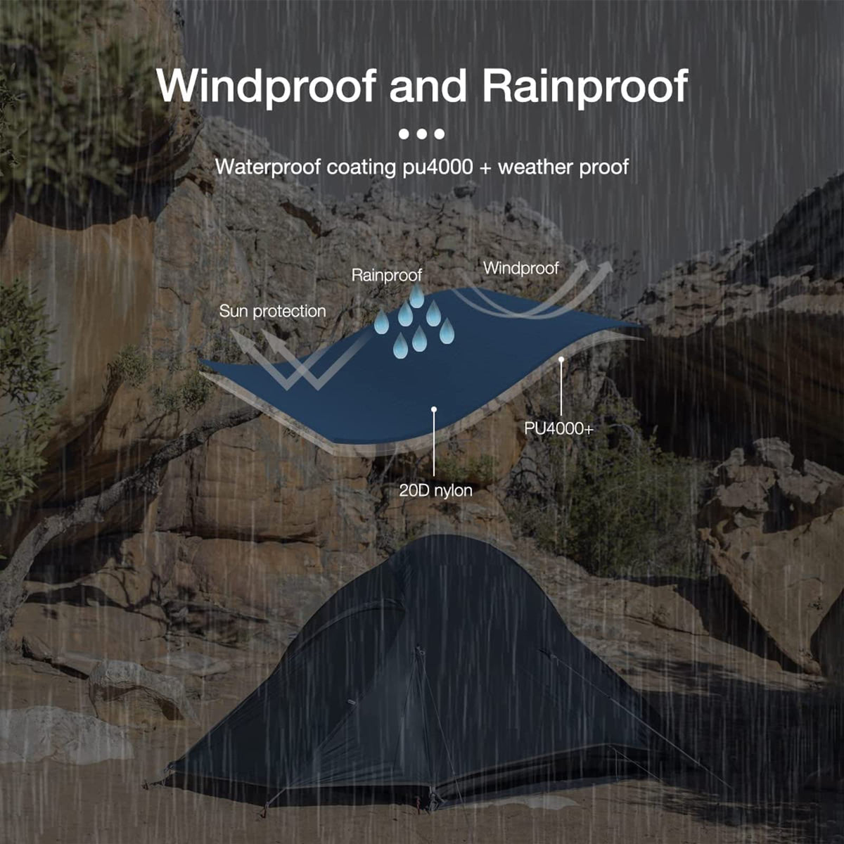 Naturehike Cloud-Up 2 Person Tent Lightweight Backpacking Tent with Footprint -