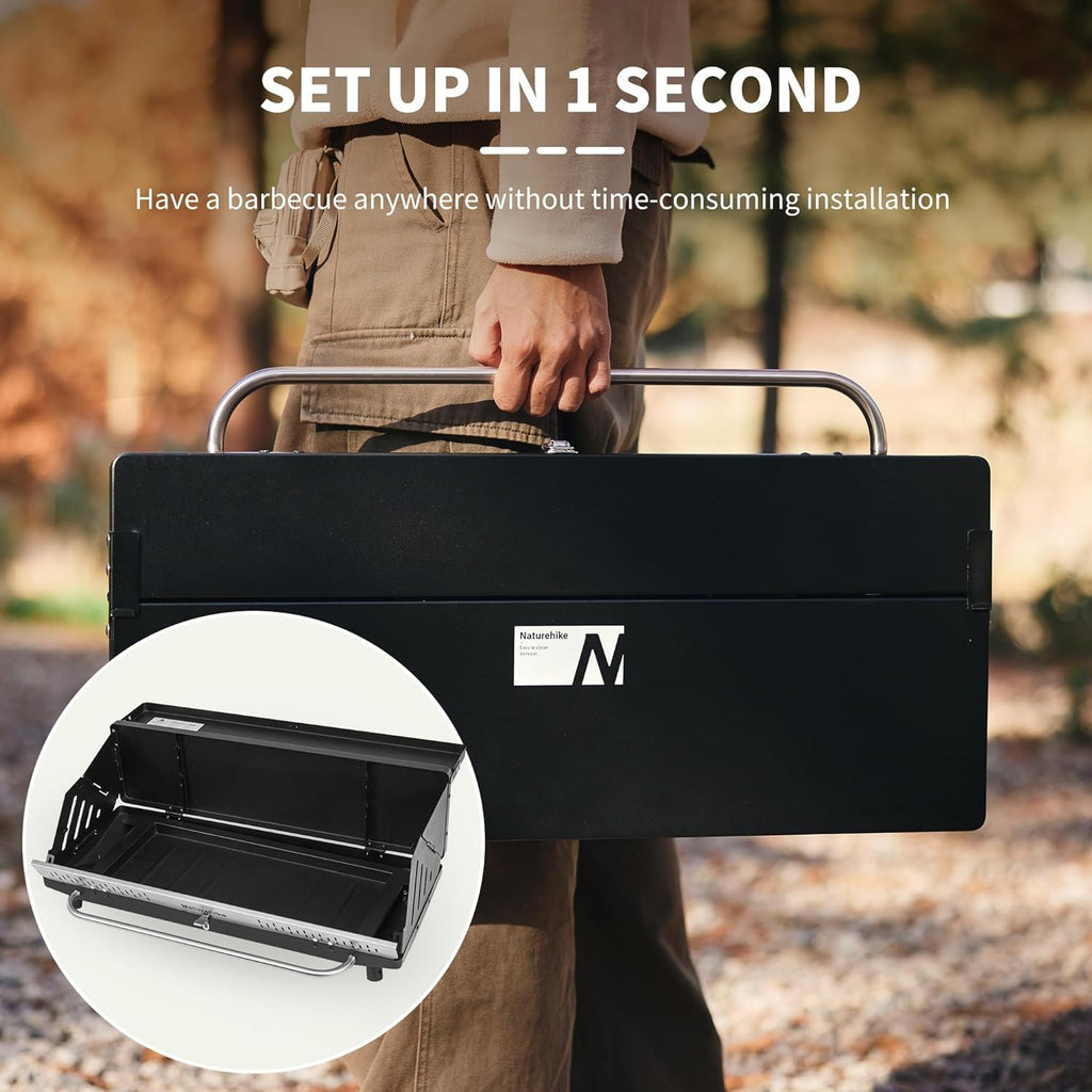 Naturehike Portable Charcoal Grill with Carry Bag, Height Adjustable Camping Bar, view 2