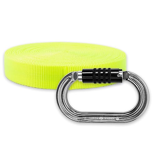 Rock-N-Rescue Heavyweight Nylon Tubular Webbing Neon Yellow 25 ft Bundle w/Raide