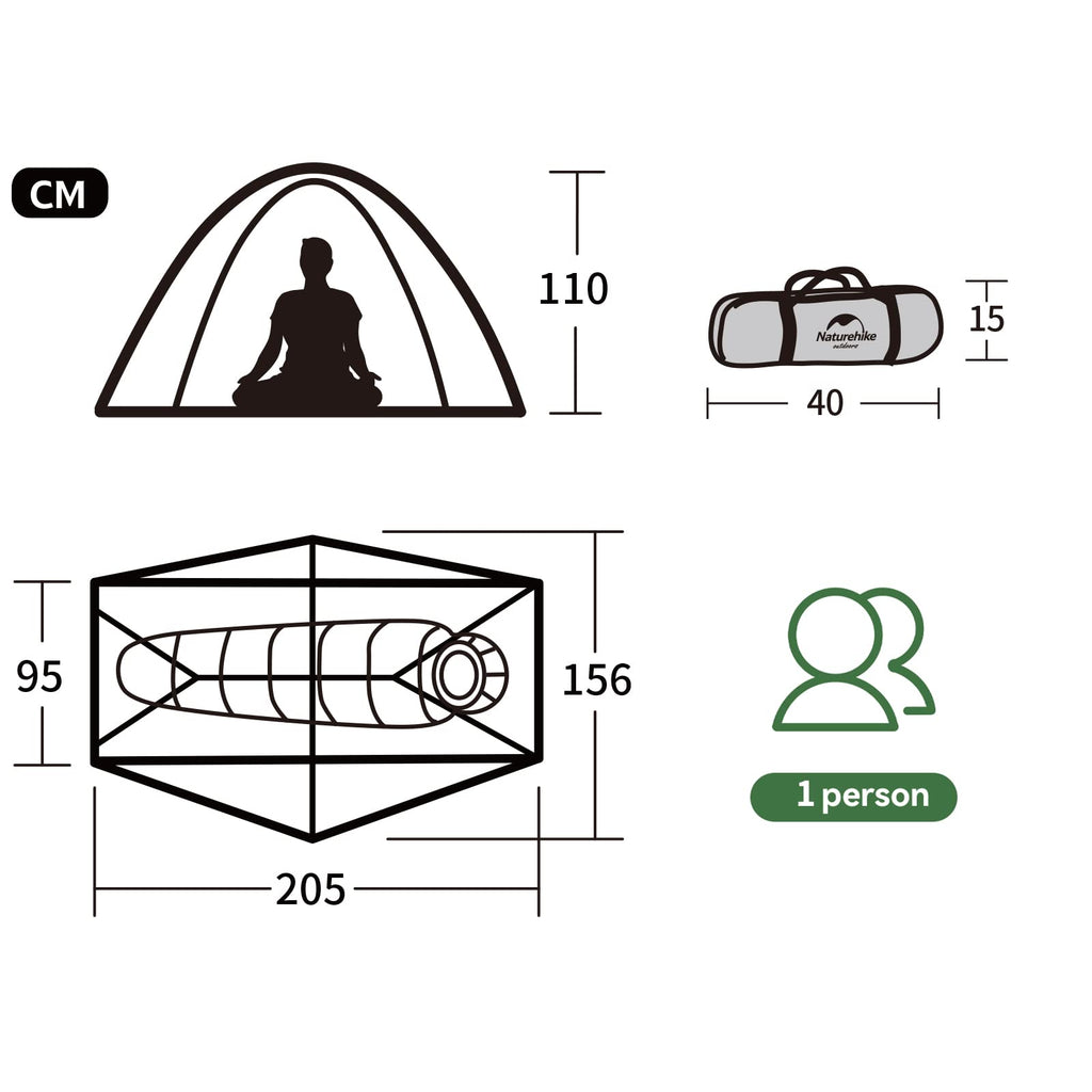 Naturehike Backpacking Tent for 1 Person Camping Hiking Lightweight Waterproof o, view 4