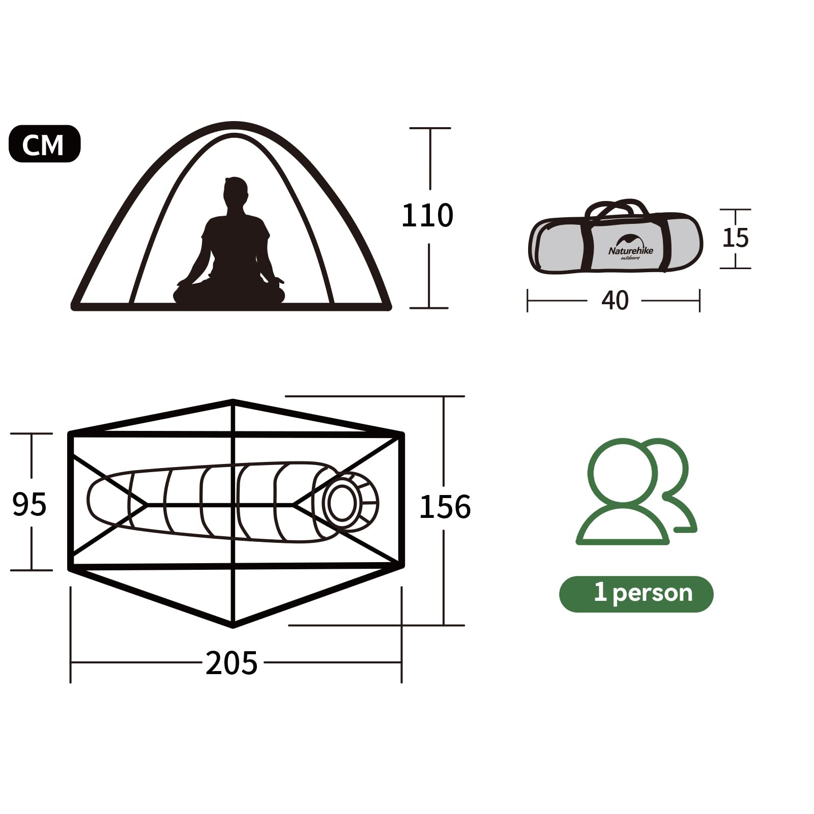 Naturehike Backpacking Tent for 1 Person Camping Hiking Lightweight Waterproof o