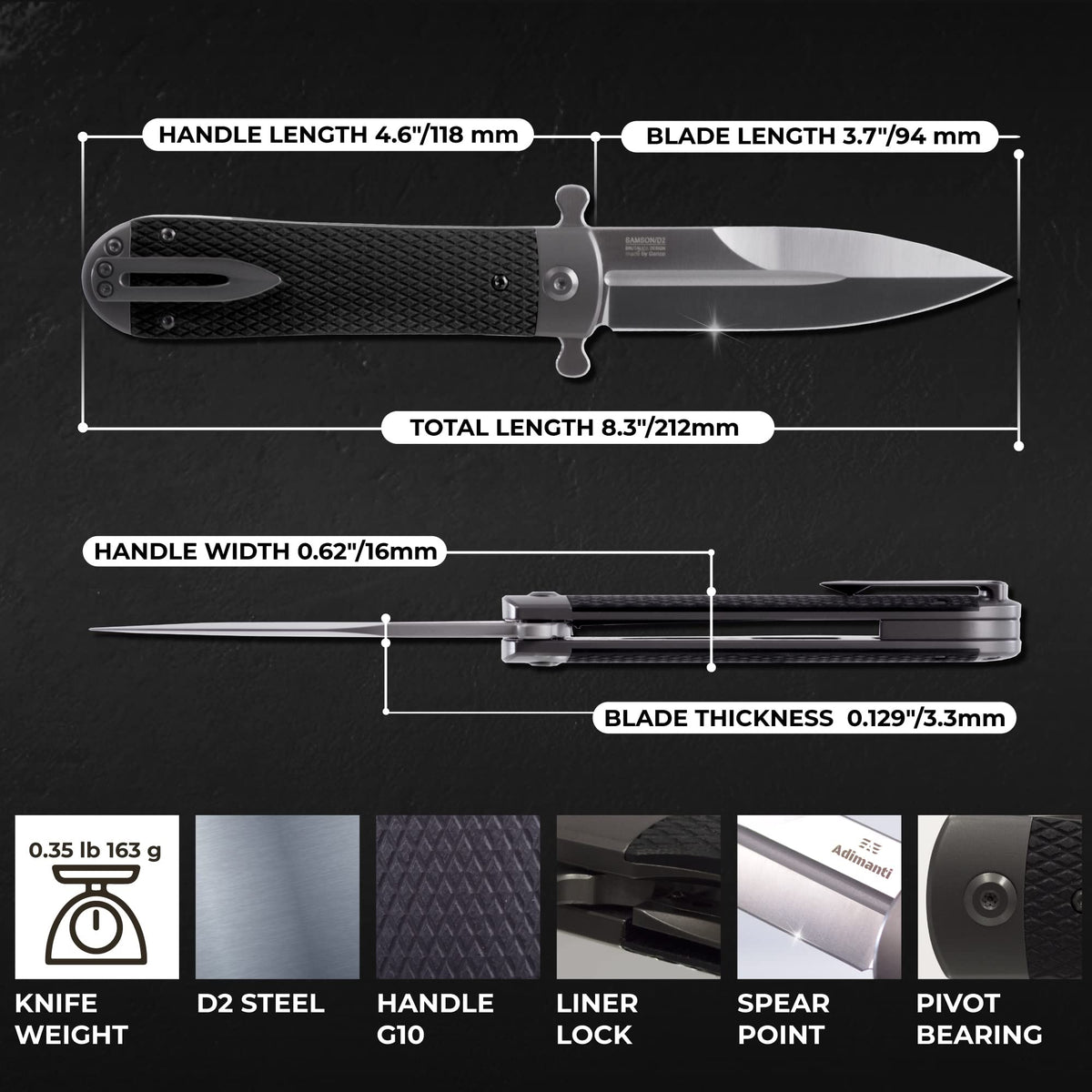 Firebird Knife GANZO Firebird Adimanti Samson-BK Pocket Folding Knife