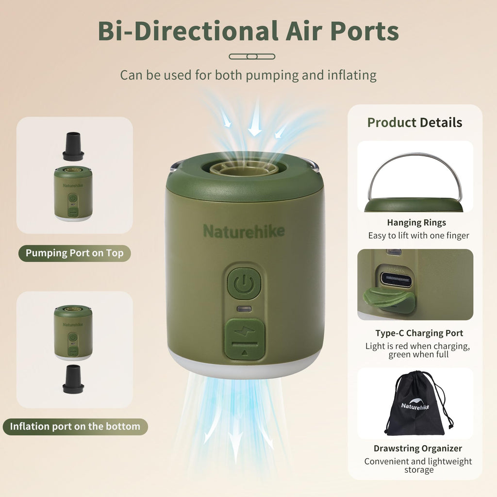 Naturehike Portable Mini Air Pump with 1600mAh Battery, Ultralight Tiny Pump wit, view 4