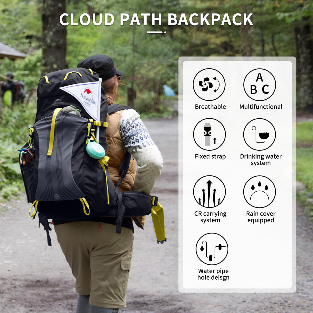 Naturehike 55L Internal Frame Backpack, Travel backpack, Backpacking backpack, f, view 6