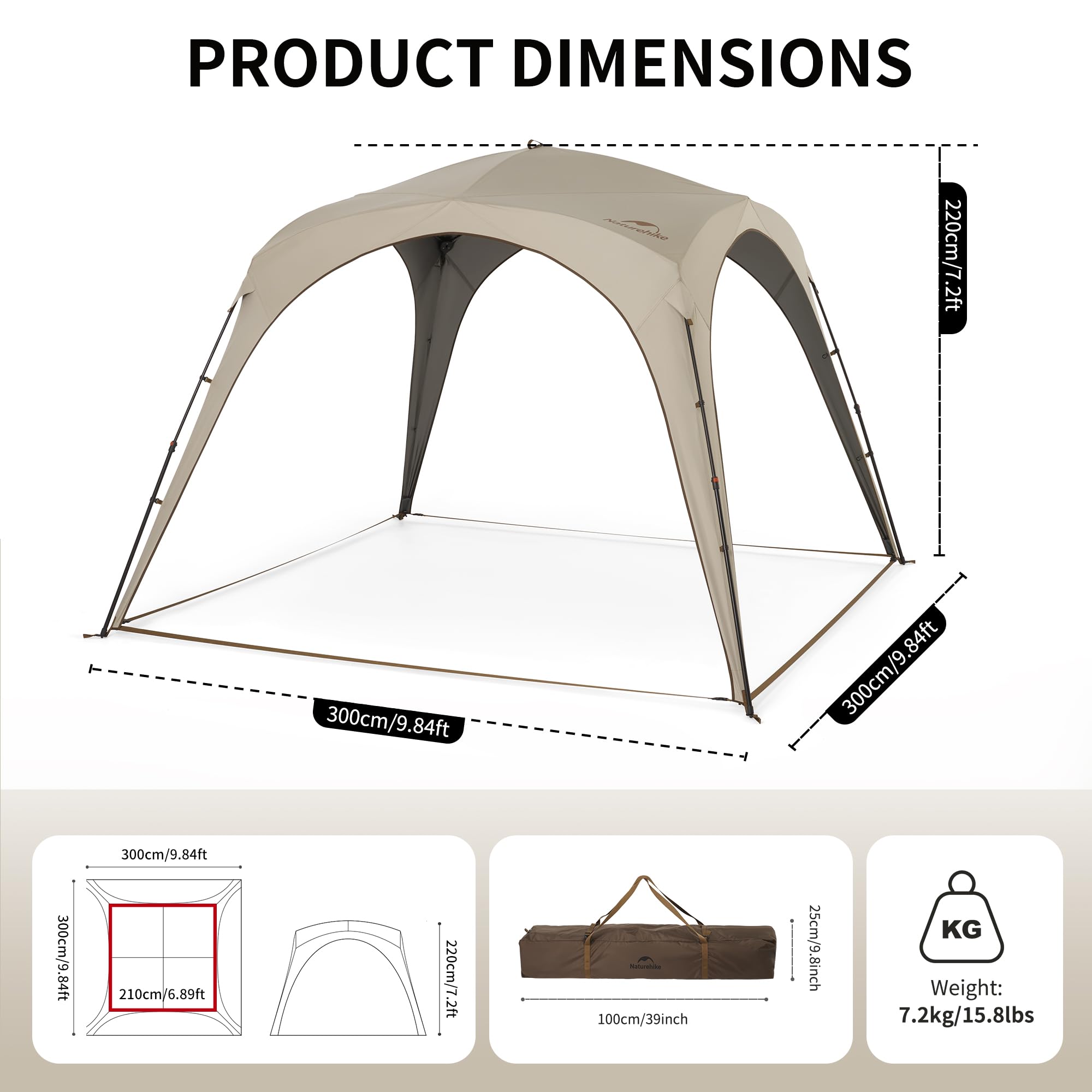 Naturehike Cloud Boundar Camping Sun Shelter, 60S Easy Setup Instant Pop up Cano