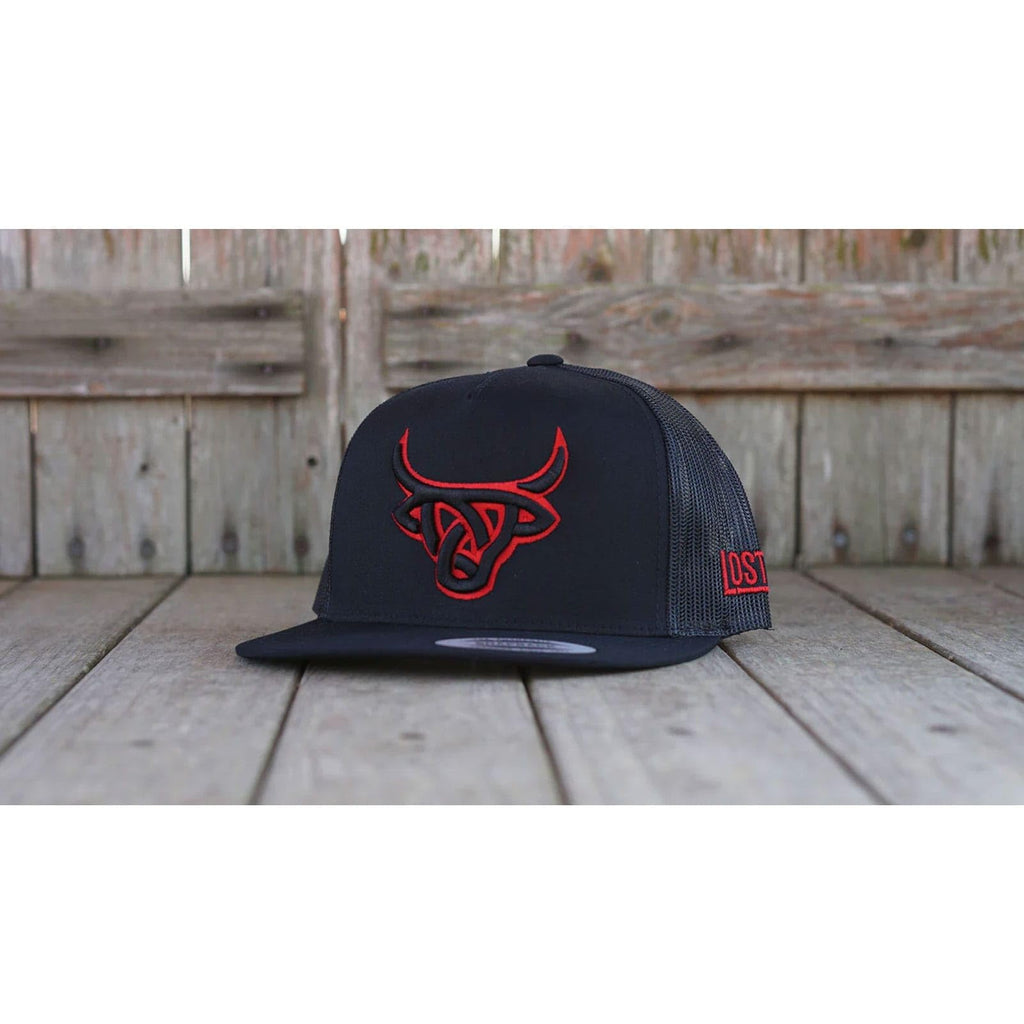 Lost Calf 3D Stitch Black Red Logo - Hats Cap, view 2