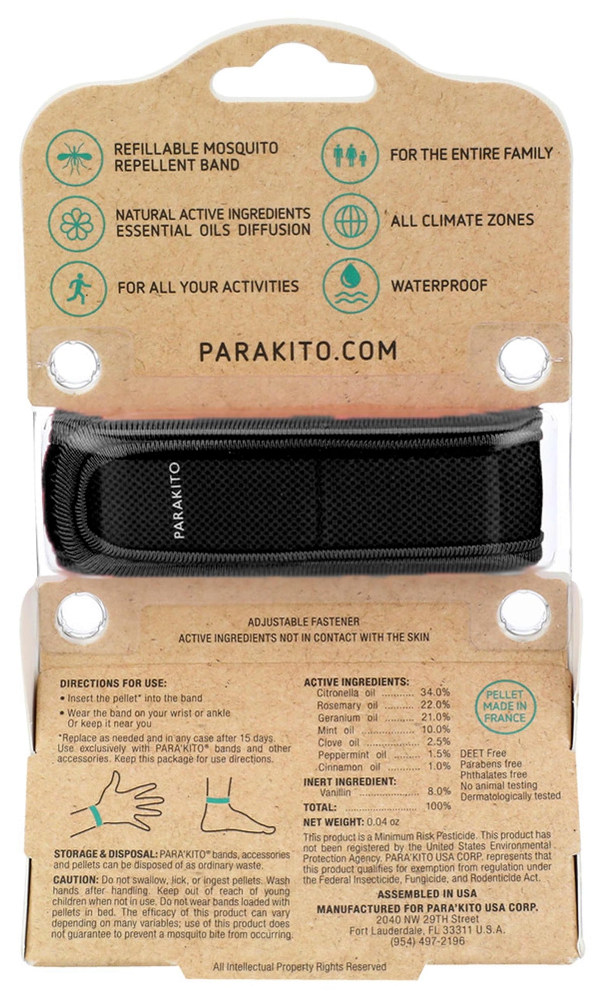 PARAKITO Mosquito, Insect & Bug Spray Bundle - Includes Spray, Black Wristband