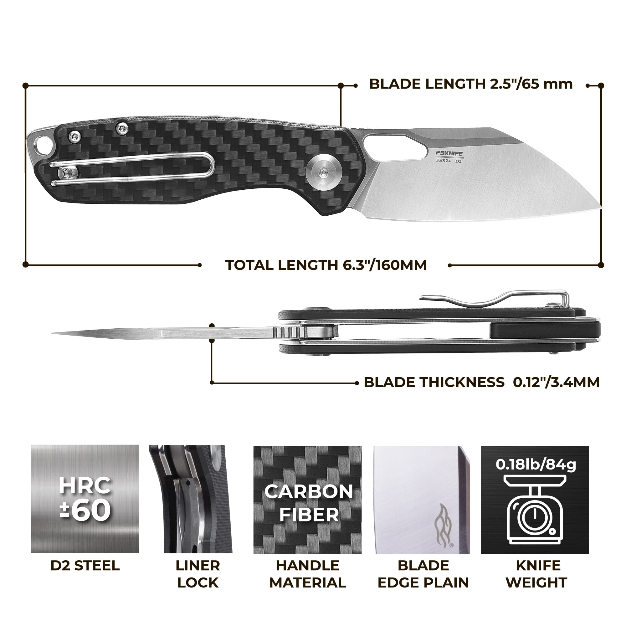 Firebird GANZO FH924-CF Ball Bearing Pocket Folding Knife