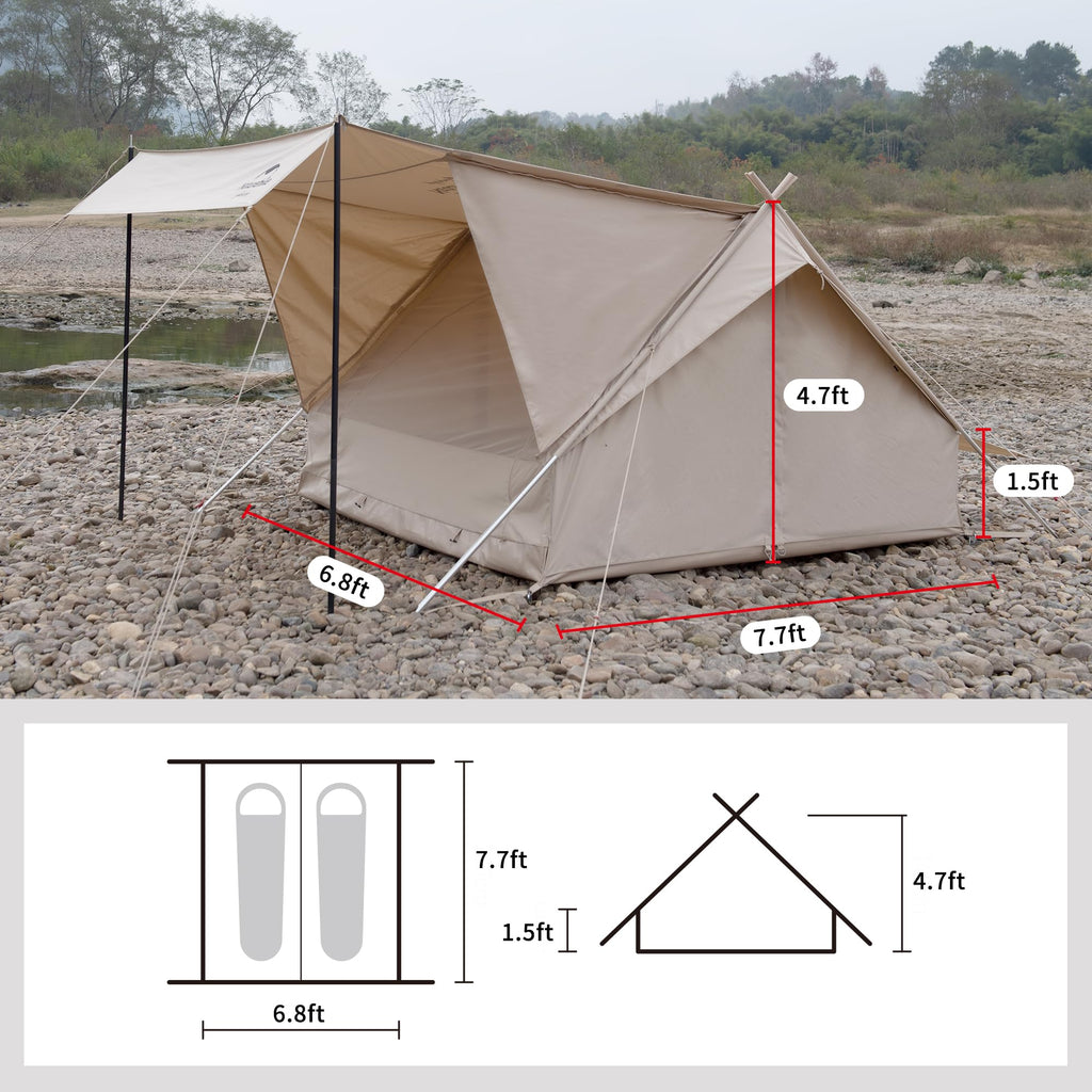 Naturehike Gen 4 Season 2 Person Cabin Tent, Cotton Glamping Tent, Waterproof Wi, view 2