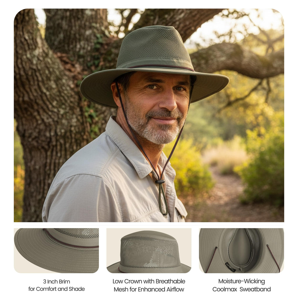 Henschel Hats Pathfinder Breezer - Wide-Brim Sun Hat for Men | Durable Chincord,, view 6