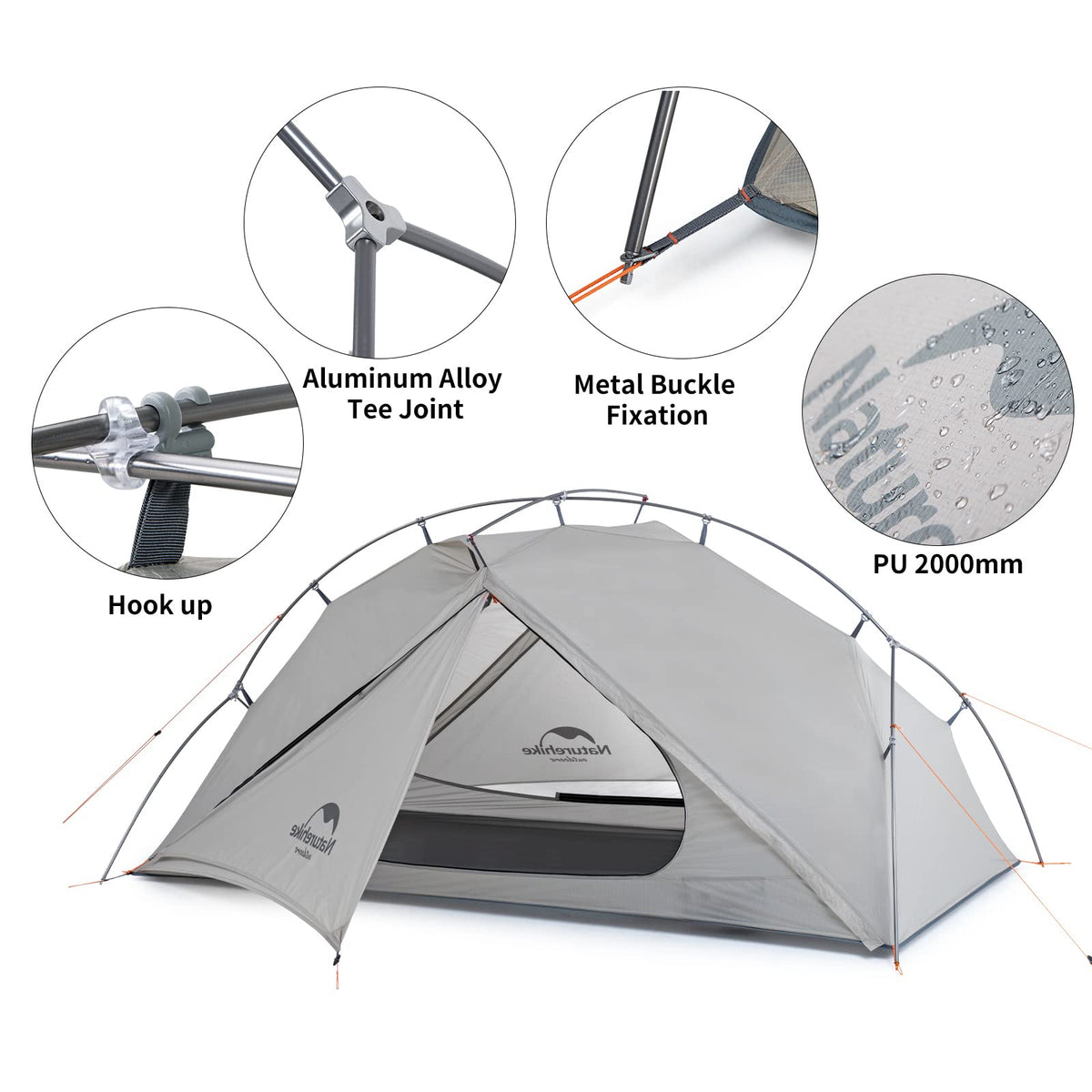 Naturehike VIK 1/2 Person Ultralight Backpacking Tent, Ultralight Tent for 1 Per
