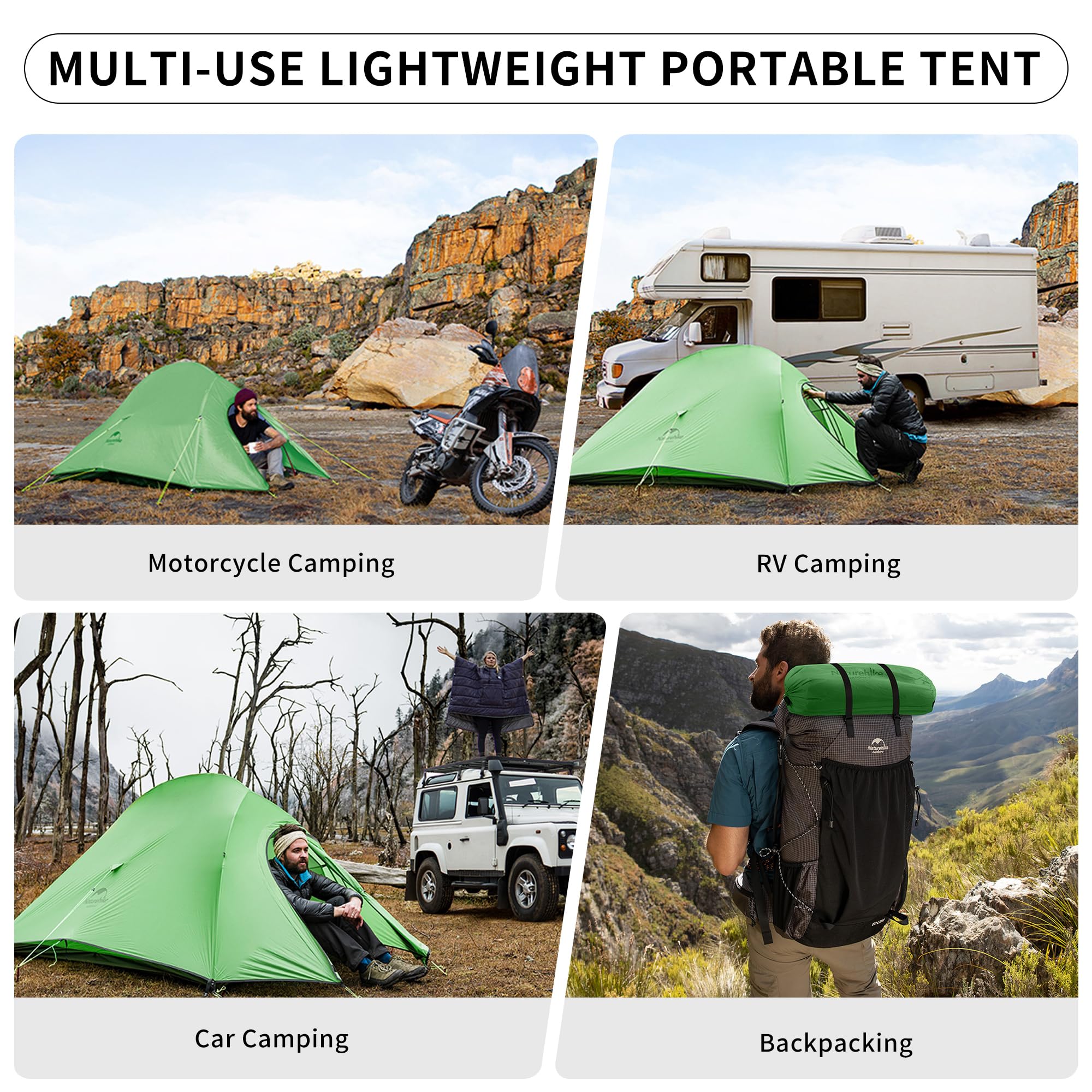 Naturehike Cloud-Up 2 Person Tent Lightweight Backpacking Tent with Footprint -