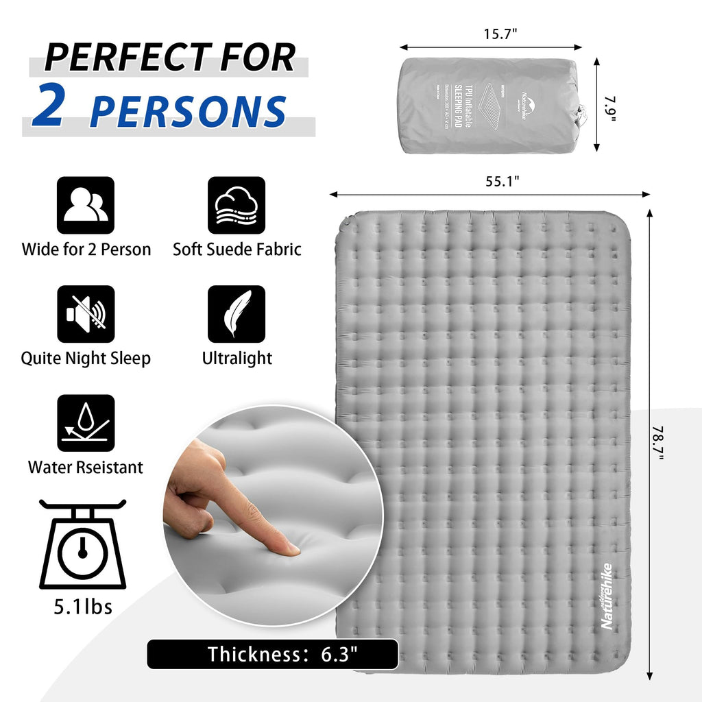 Naturehike CosyWild Air Mattress for 2 Person Camping Cot, Full Size Portable Ai, view 3