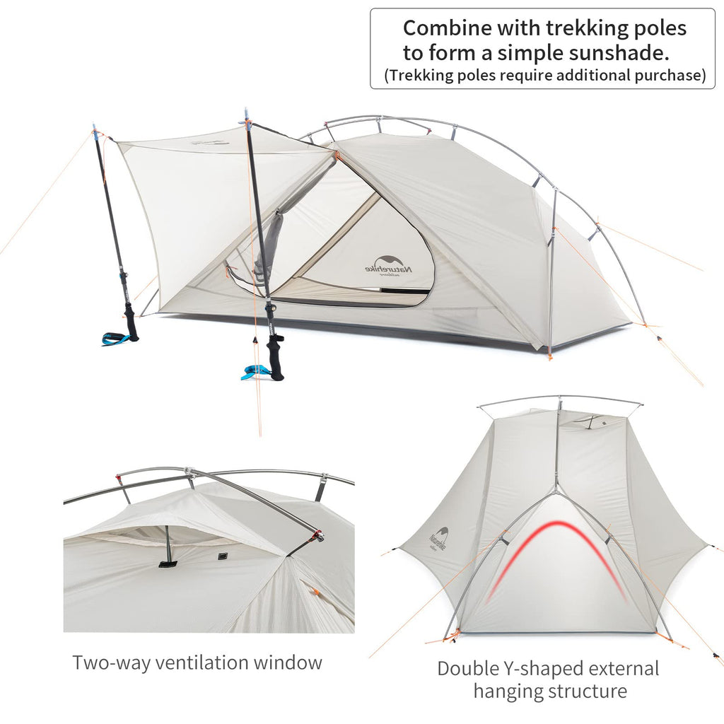 Naturehike VIK 1/2 Person Ultralight Backpacking Tent, Ultralight Tent for 1 Per, view 3