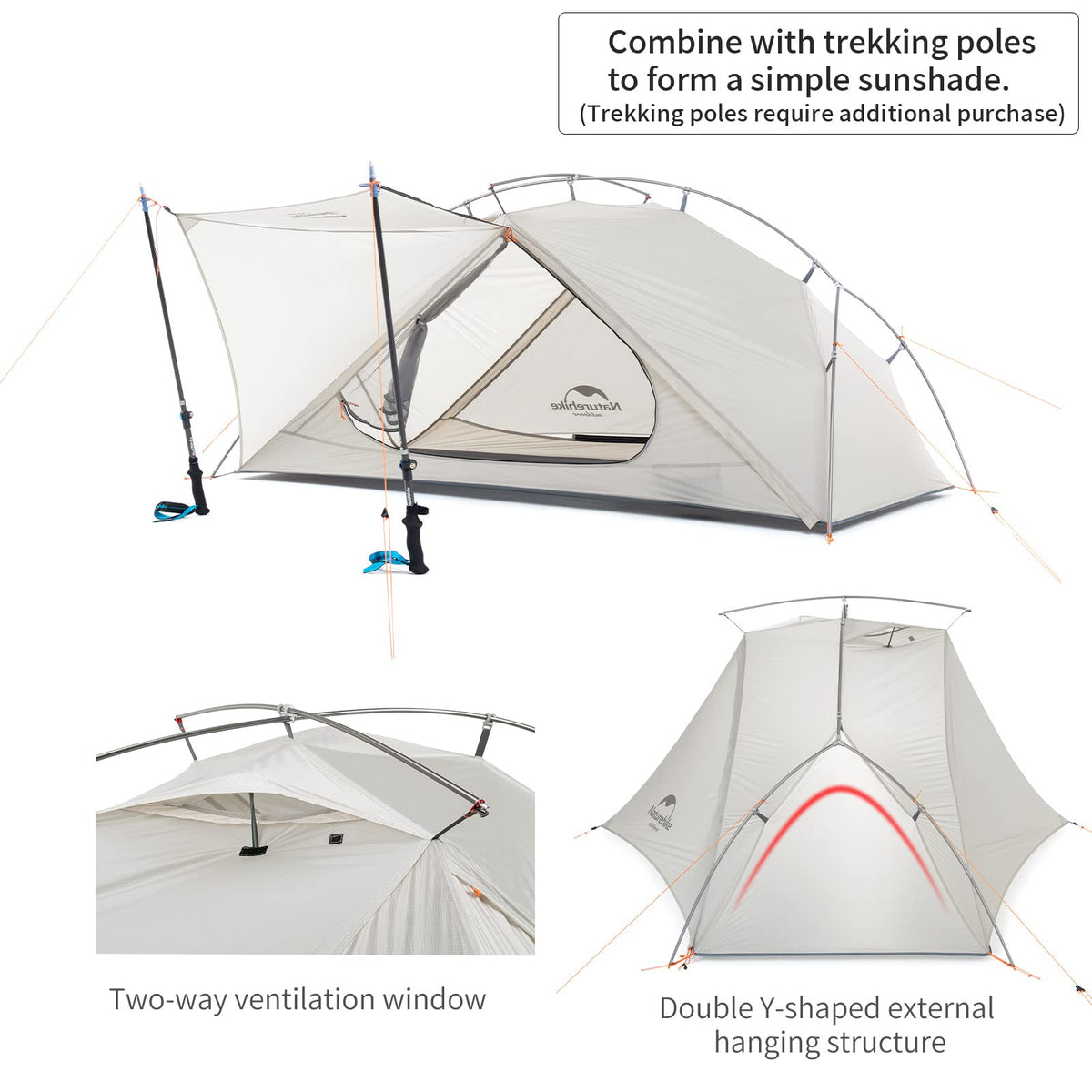 Naturehike VIK 1/2 Person Ultralight Backpacking Tent, Ultralight Tent for 1 Per