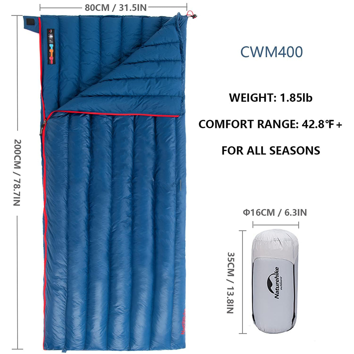 Naturehike Down Sleeping Bag 800 Fill Power Lightweight Compact for Backpacking