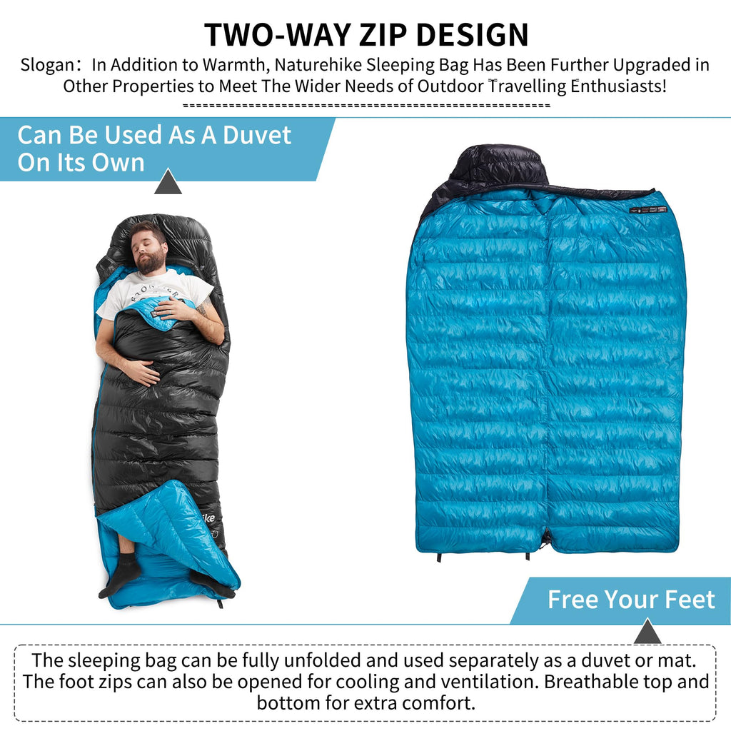 Naturehike Ultralight Duck Down Cold Weather Sleeping Bag, 750FP Compact Sleepin, view 6