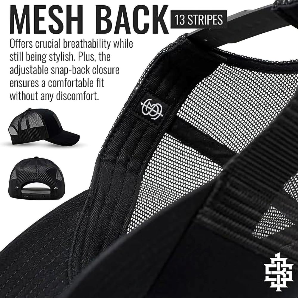 13 STRIPES American Flag Hat – Leather Patch Mesh Back Snapback Hat for Men & Wo