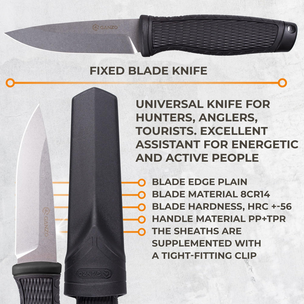 Ganzo G806-BK Fixed Blade Knife 8CR14 Stainless, view 4
