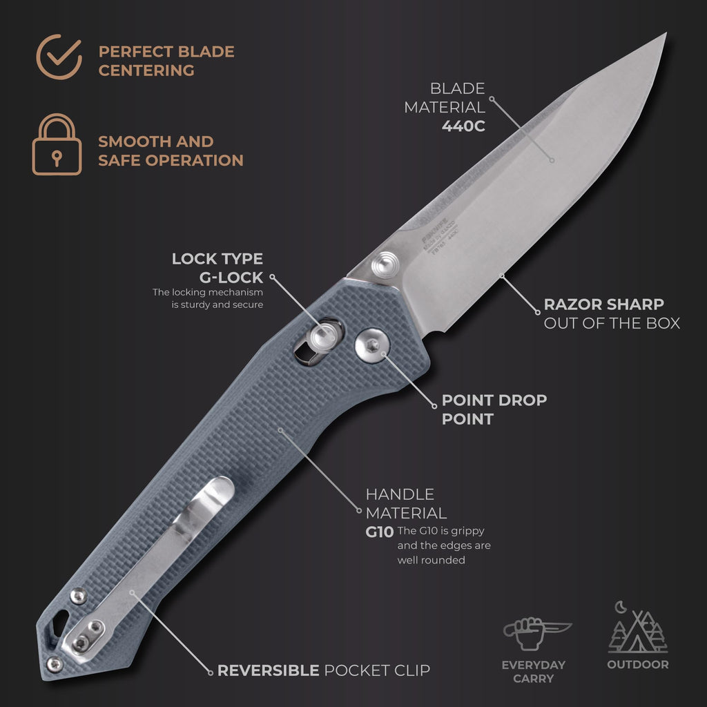 Firebird Ganzo FB7651-GY Pocket Folding Knife 440C, view 3