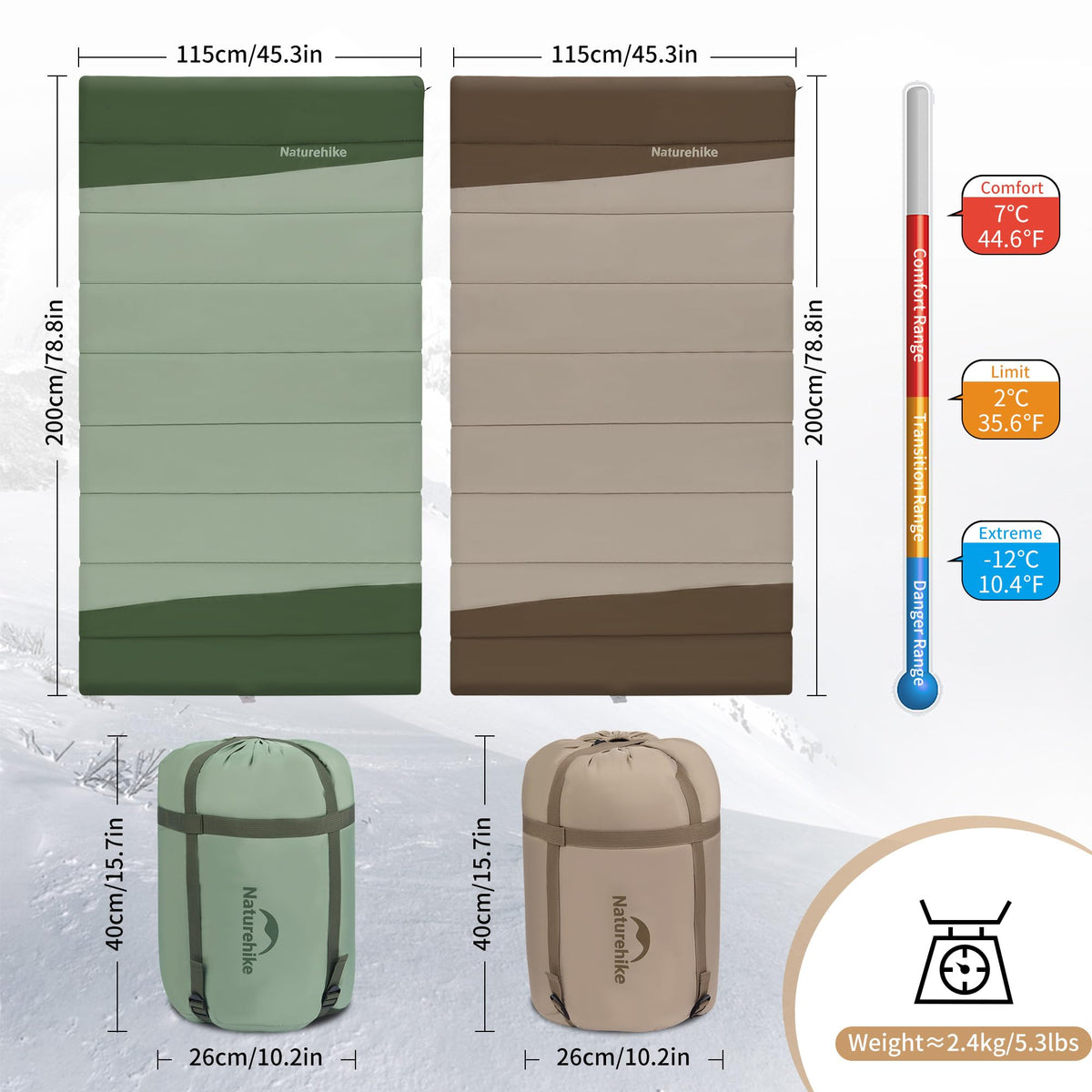 Naturehike Double Sleeping Bag for Adults, Patchwork Sleeping Bag for 1-4 Person