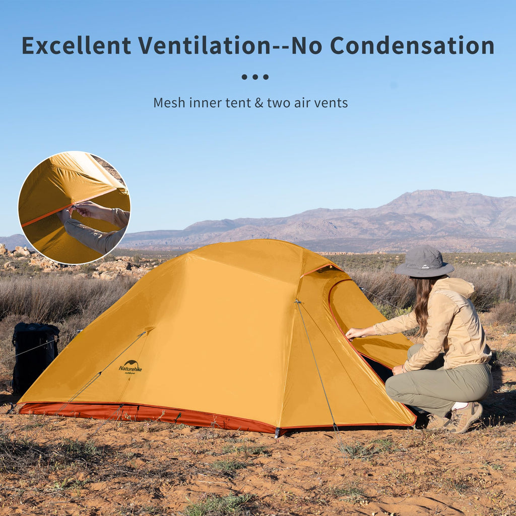 Naturehike Cloud-Up 3 Person Lightweight Backpacking Tent with Footprint - 3 Sea, view 6