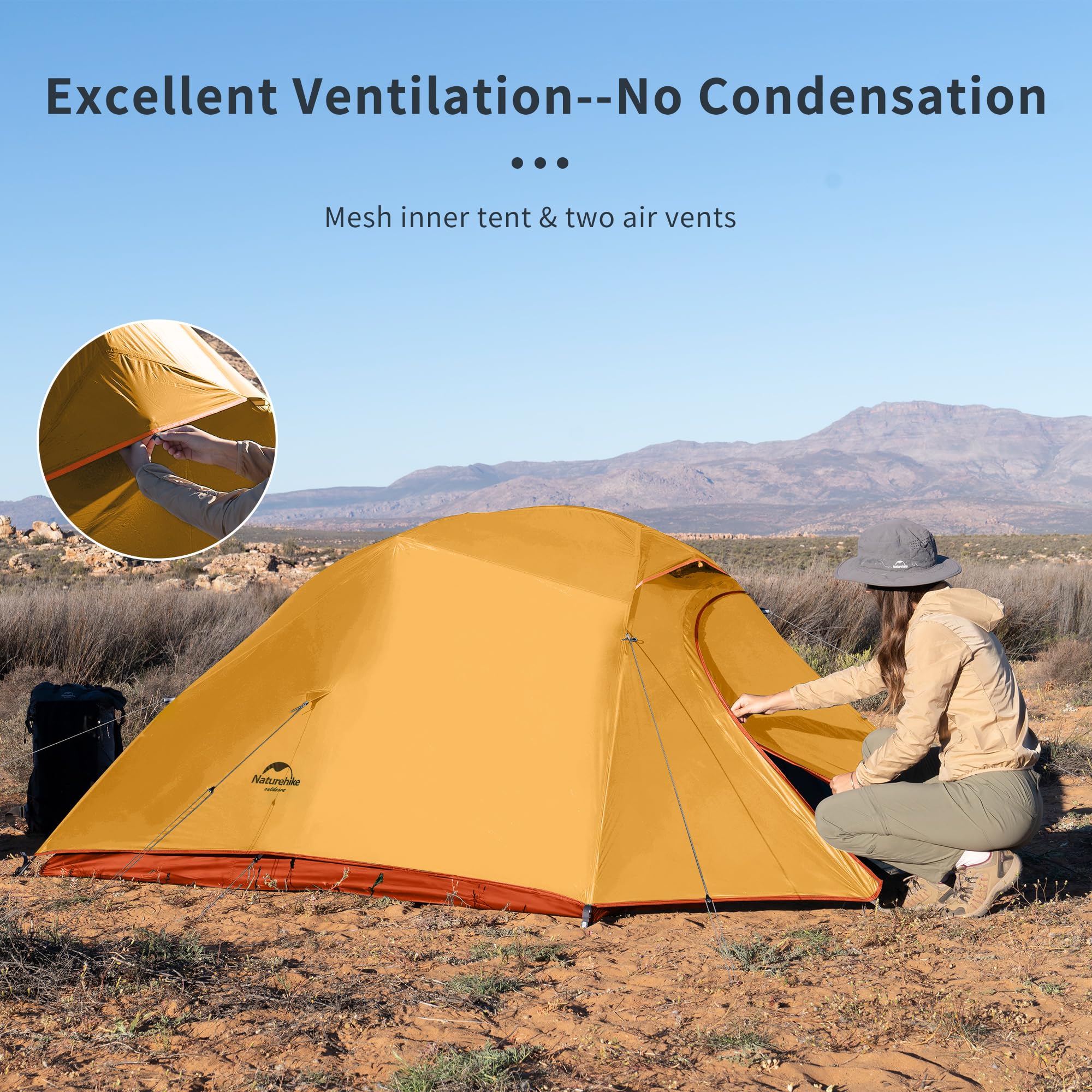 Naturehike Cloud-Up 3 Person Lightweight Backpacking Tent with Footprint - 3 Sea