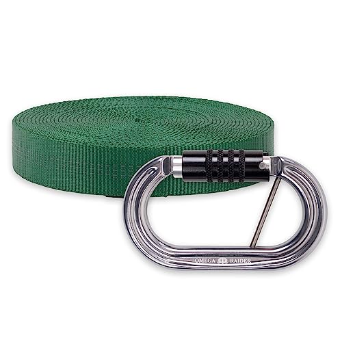 Rock-N-Rescue Heavyweight Nylon Tubular Webbing Green 25 ft Bundle w/Raider Quik
