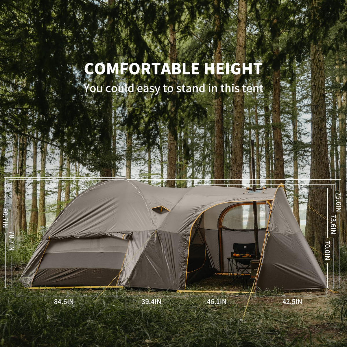Naturehike Massif Hot Tent with Stove Jack, 4 Season Tent, 1/2/4/6 Person Campin