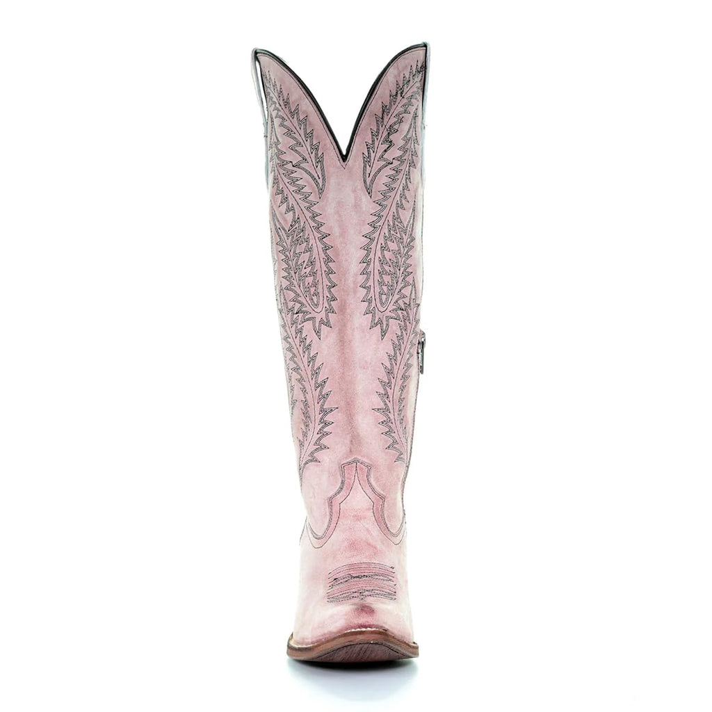 CORRAL Women's Embroidery Tall Top Snip Toe Western Cowgirl Style Leather Knee-H, view 4