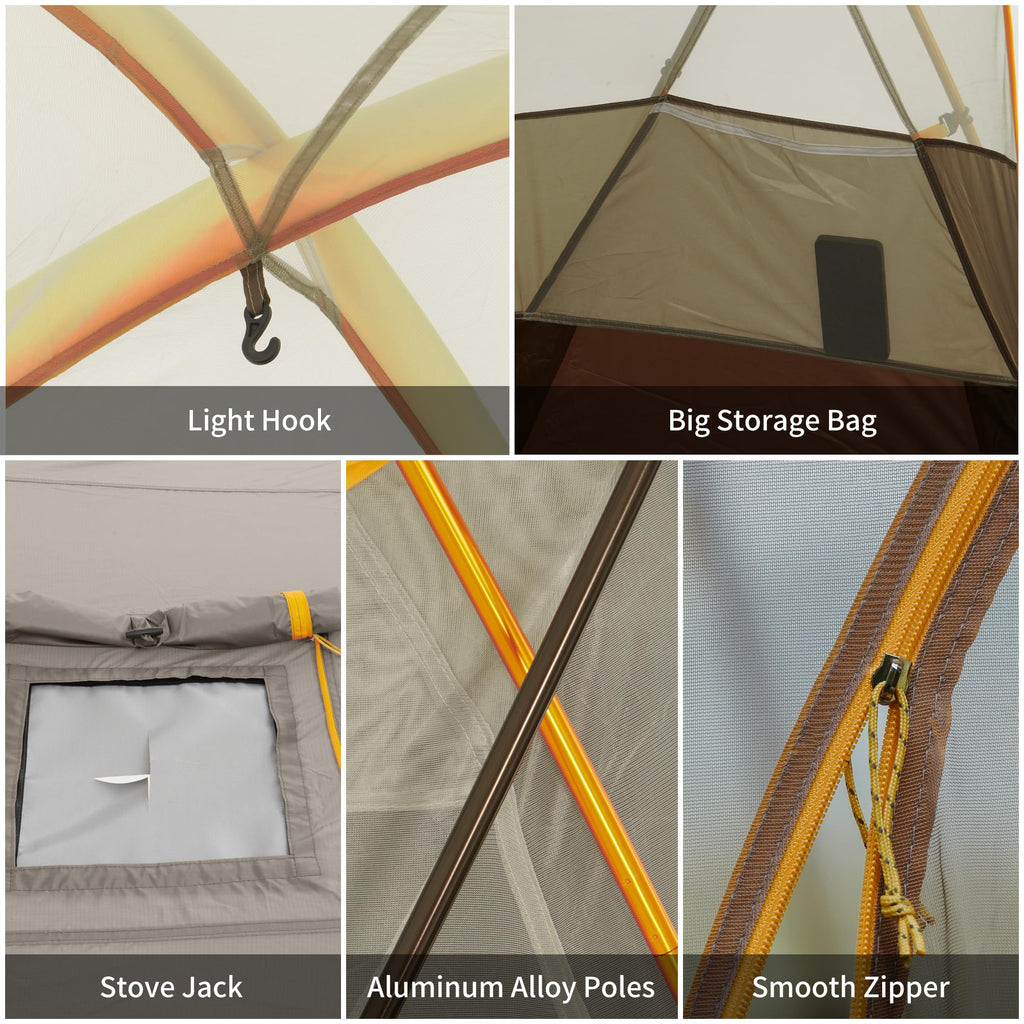 Naturehike Massif Hot Tent with Stove Jack, 4 Season Tent, 1/2/4/6 Person Campin, view 7