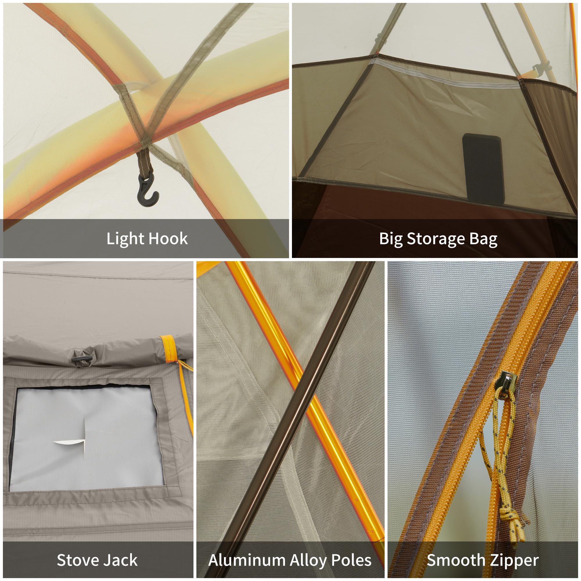Naturehike Massif Hot Tent with Stove Jack, 4 Season Tent, 1/2/4/6 Person Campin