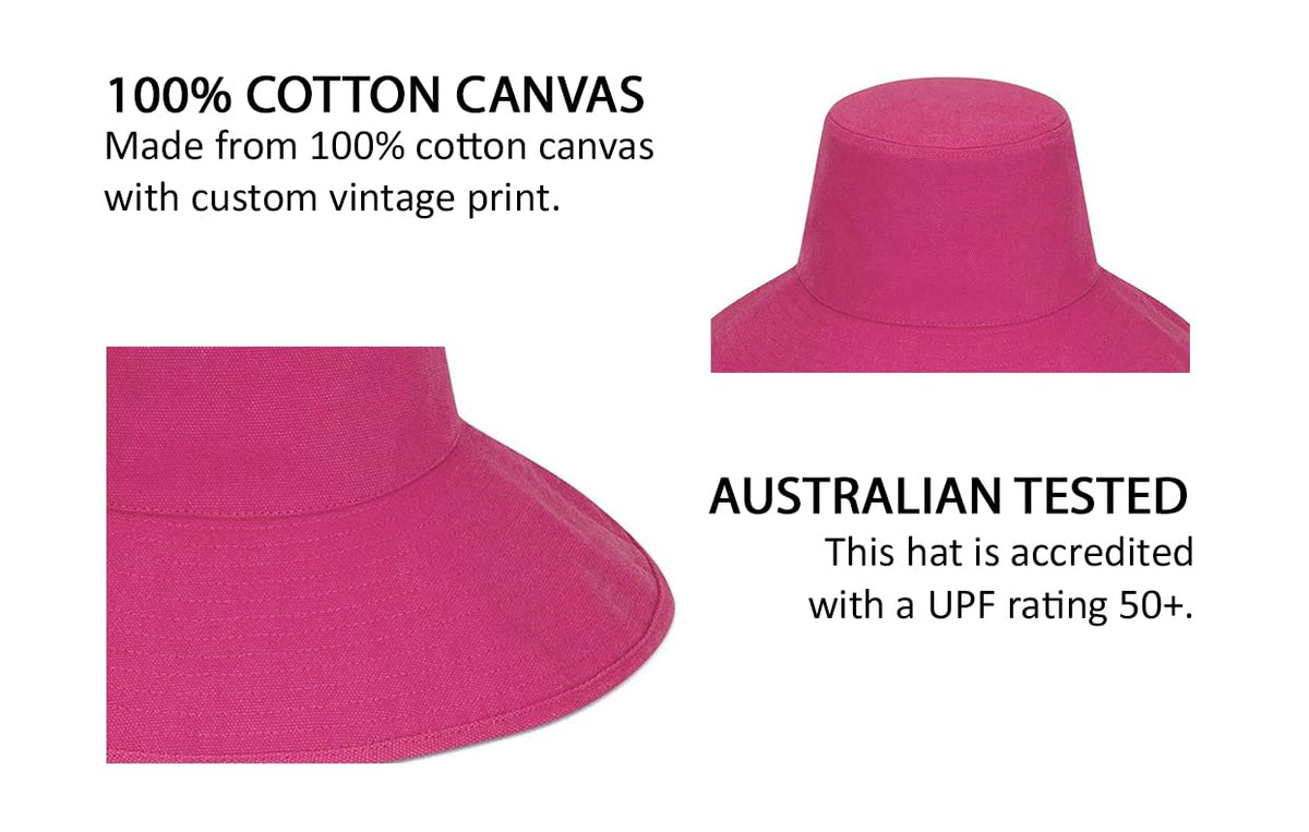 Lack of Color Women's Wide-Brimmed Cotton Canvas Holiday Bucket Hat (Medium/Larg