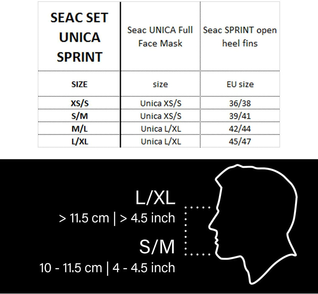 Set Unica Sprint, Snorkeling Set for Adults and Kids +10 with Full Face Snorkeli, view 5