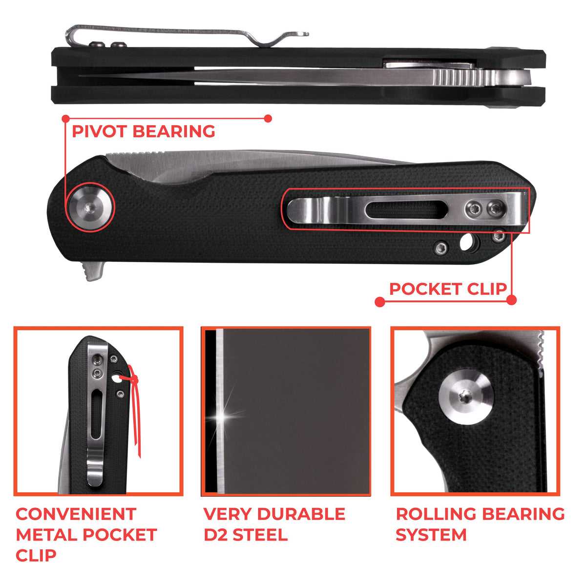 Firebird GANZO FH41S-BK Ball Bearing Pocket Folding Knife