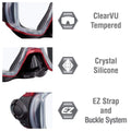TUSA Sport Adult Visio Tri-Ex Mask and Dry Snorkel Combo, Black/Metallic Dark Re