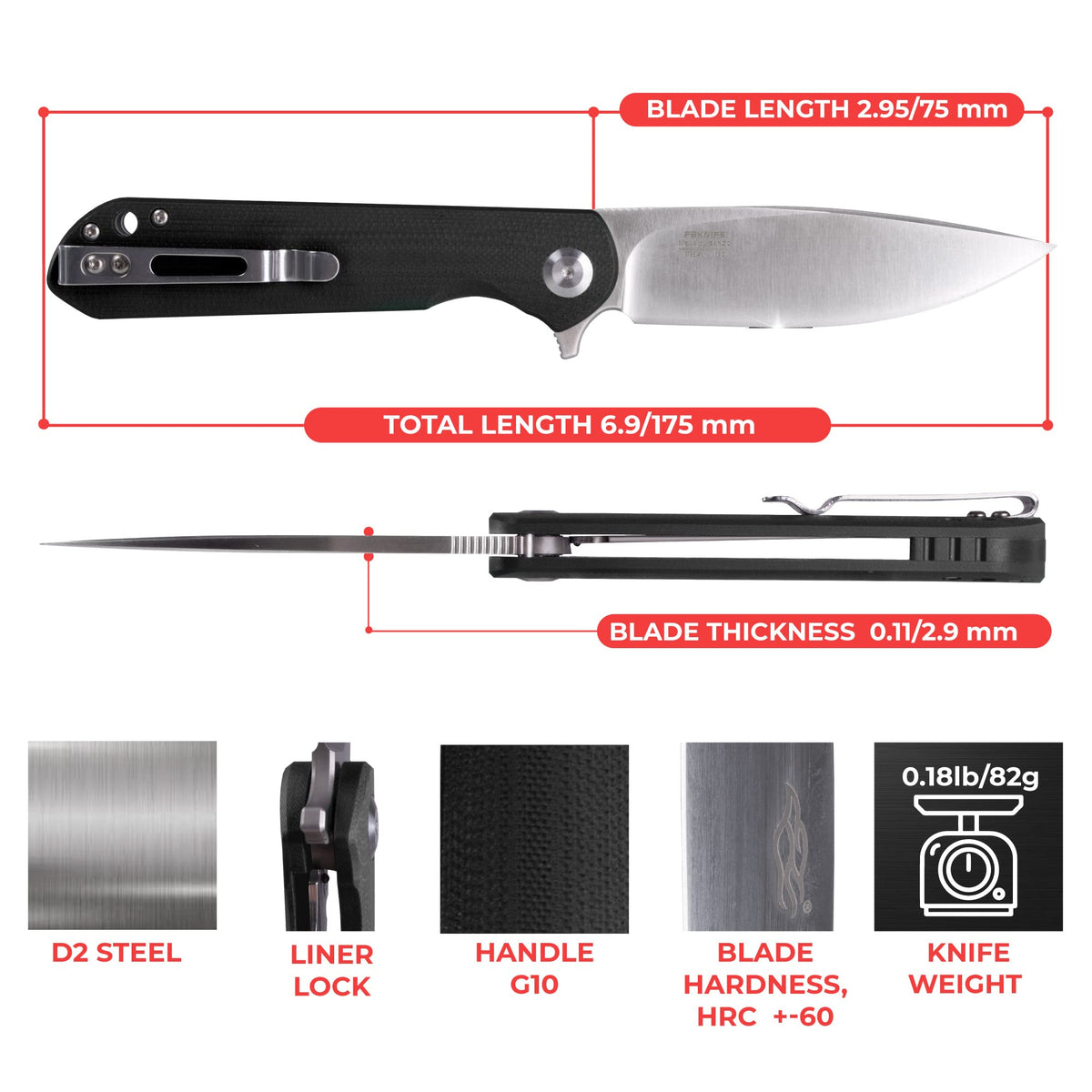 Firebird GANZO FH41S-BK Ball Bearing Pocket Folding Knife