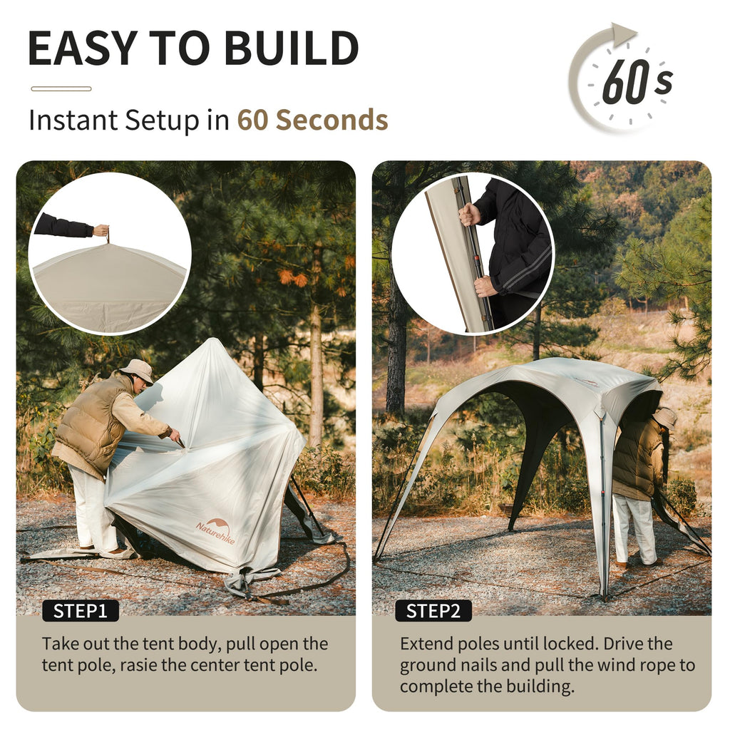 Naturehike Cloud Boundar Camping Sun Shelter, 60S Easy Setup Instant Pop up Cano, view 3