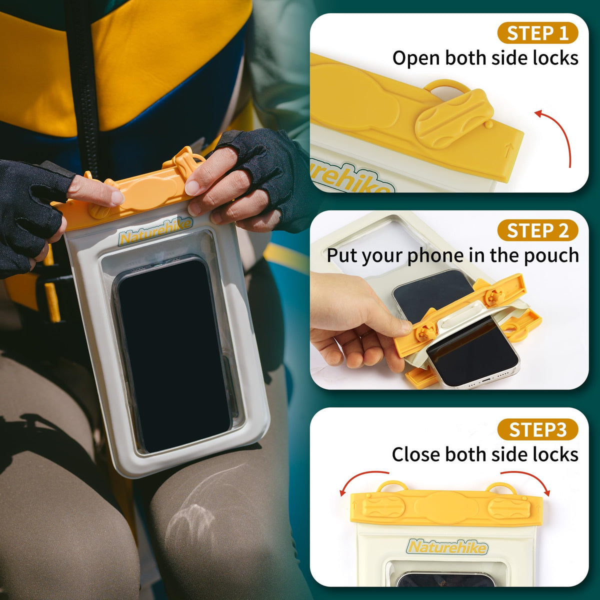 Naturehike IPX8 Floating Waterproof Phone Pouch, Waterproof Phone Case with Lany