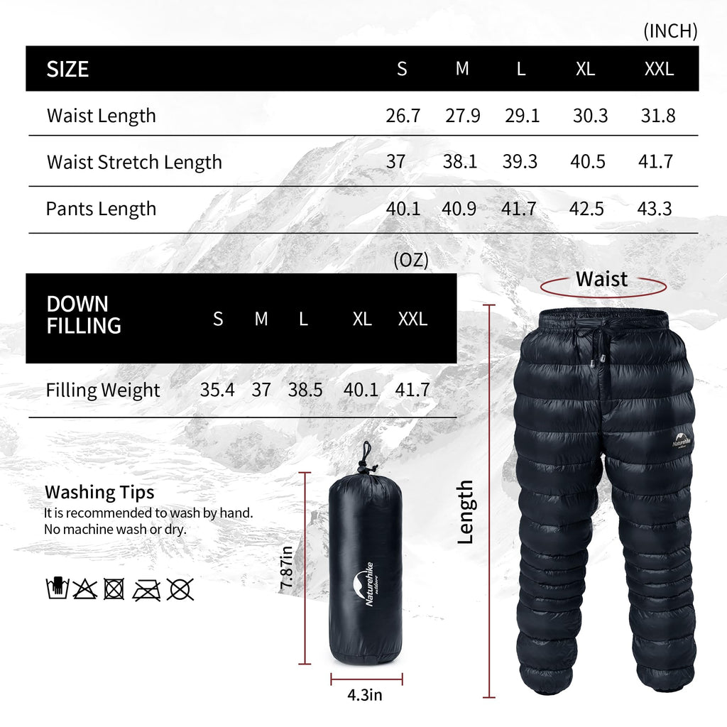 Naturehike DW Down Pants 90% Filling 800FP Warm Ligtweight Windproof Waterproof, view 2