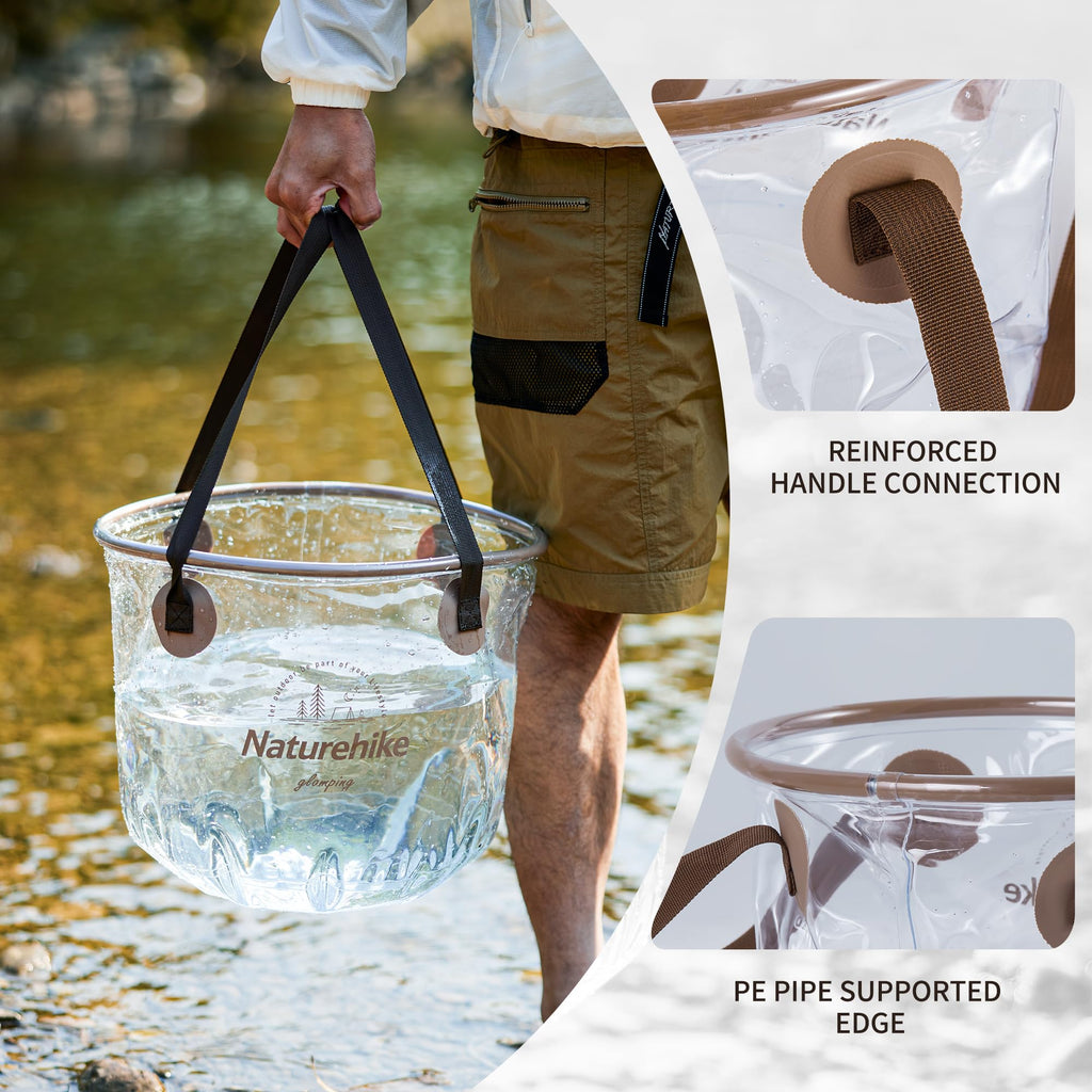 Naturehike Collapsible Bucket, Folding Bucket Wash Basin with Handle, Portable W, view 4