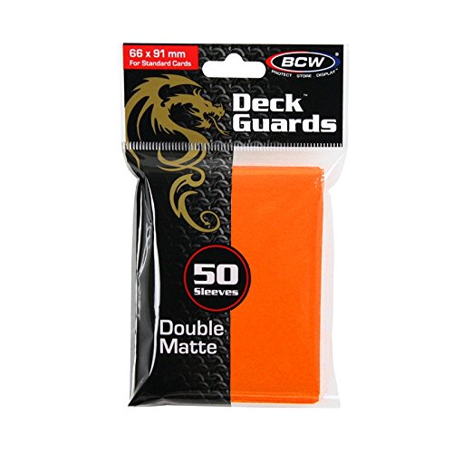 100 Premium Orange Double Matte Deck Guard Sleeve Protectors for Gaming Cards, view 2