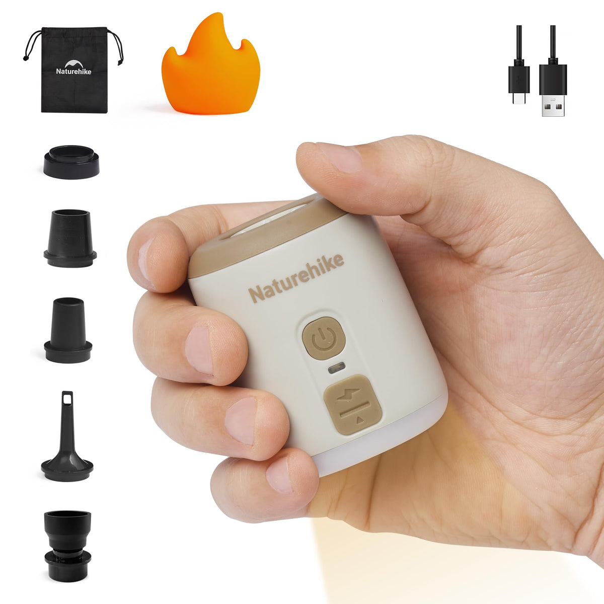 Naturehike Portable Mini Air Pump with 1600mAh Battery, Ultralight Tiny Pump wit