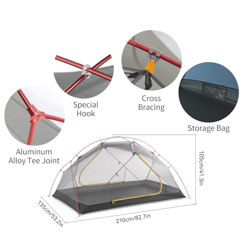 Naturehike Mongar 2 Person Backpacking Tent 3 Season Camping Ultralight Lightwei, view 2