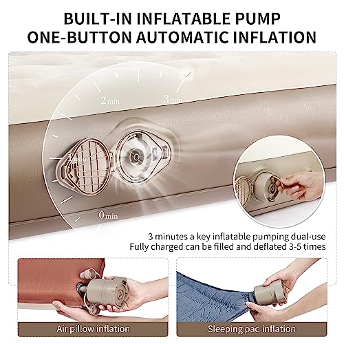 Naturehike Luxury King Size Air Mattress with Electric Built-in Pump, 79 * 71in, view 4