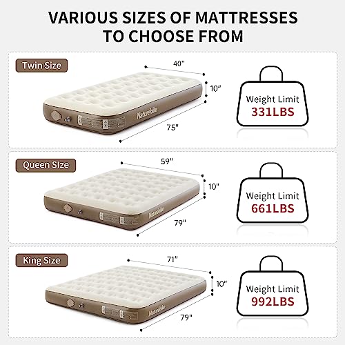 Naturehike Luxury King Size Air Mattress with Electric Built-in Pump, 79 * 71in