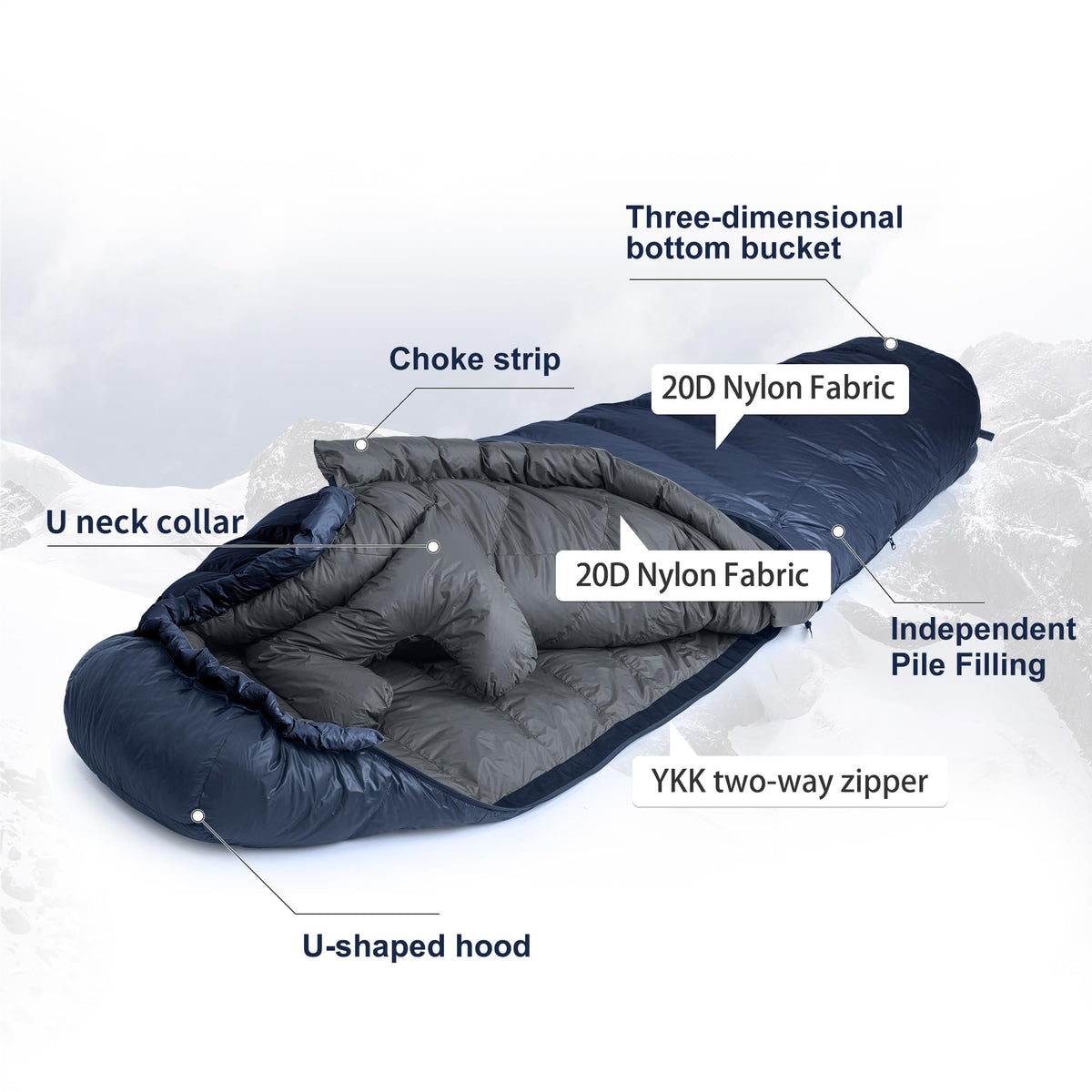 Naturehike 0 Degree Down Mummy Sleeping Bag for 3 Season, Ultralight Sleeping Ba
