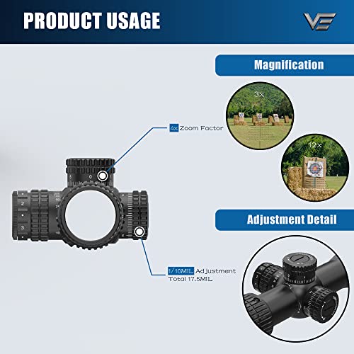 Vector Optics Veyron 3-12x44IR SFP Compact Riflescope, Ultra Short Eye Relief