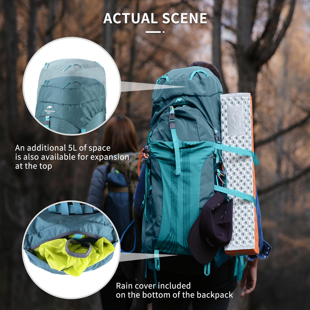 Naturehike 55L Internal Frame Backpack, Travel backpack, Backpacking backpack, f